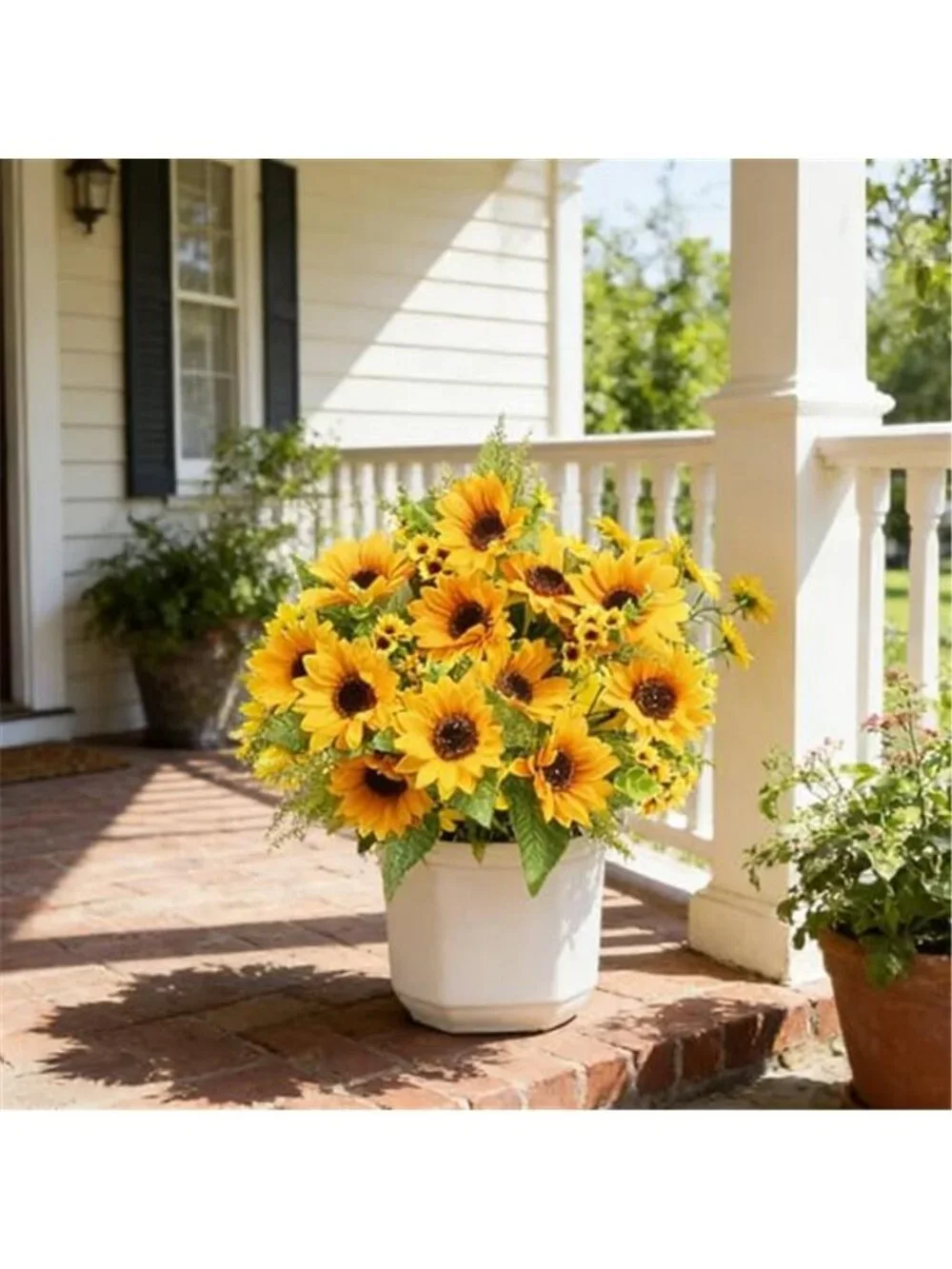 Fake Sunflowers Bouquet UV Resistant Silk Yellow Fall Wedding Home Decor 14